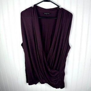 41 Hawthorn Benni Wrap Front Ruched Knit‎ Top Size 3X Burgundy